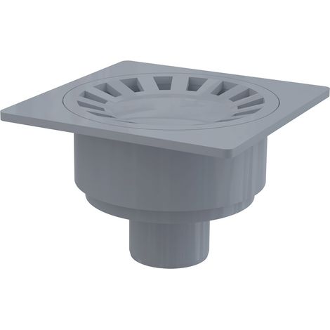 Griglia di scarico 150x150/50 mm, scarico verticale, griglia grigia, sifone per liquidi (1/2)