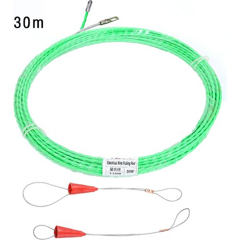 NineClouds Enfile-cable 30 m, 4,5 mm de diamètre - Spirale d'aide à la traction - Avec 2 ressorts de guidage - Aide à la traction - Ressort rétractable (vert) (1/5)