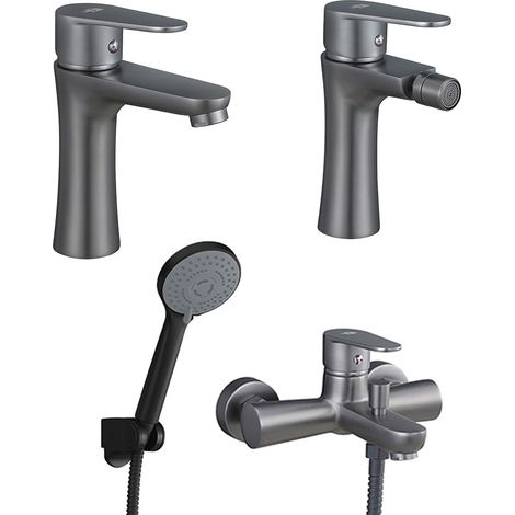 Set miscelatori lavabo bidet vasca nichel nero satinato serie Lizzy (1/5)
