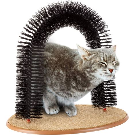 Brosse en poils de chat avec base moquette, gratte-dos et masseur pour la perte et le contrôle des griffes (noir) (1/5)