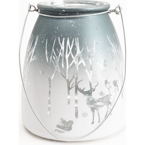 TrendLine Windlicht Glas Winter Ø 13 cm silber-weiß Deko-Kerzenständer & -Teelichthalter (1/2)