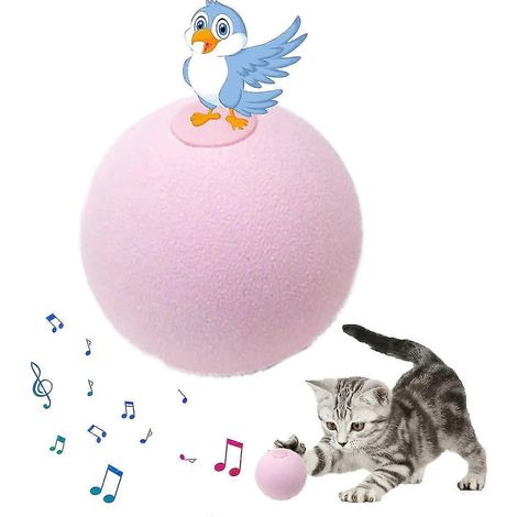 Jouet interactif pour chat, avec cris d'oiseaux, de grenouilles et de grillons, chasse aux balles en peluche pour chat (chauve (1/5)