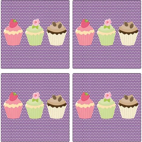 Set de 4 dessous de verres carrés 3 cupcakes by Cbkreation