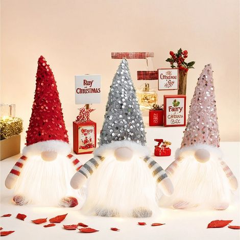 Gnome Décor Extérieur - Décoration Festive Sans Visage - Chapeau À Paillettes - Pour Arbre De Noël Et Couronne D'Halloween - 29 cm - 1 Pièce (1/4)