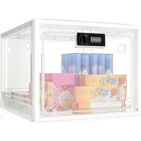 Coffre-fort pour réfrigérateur boîte de rangement verrouillable pour médicaments en plastique PP épais WG-26-blanc (1/5)