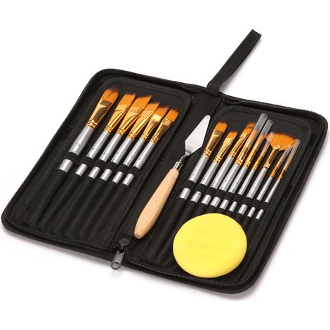 Lot de 15 pinceaux acryliques en bois pour peinture à l'huile, gouache et acrylique, set d'art complet. (1/5)