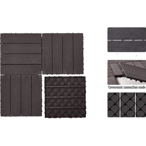 Dalles de terrasse emboîtables, étanches, antidérapantes, 36pcs Marron (1/2)