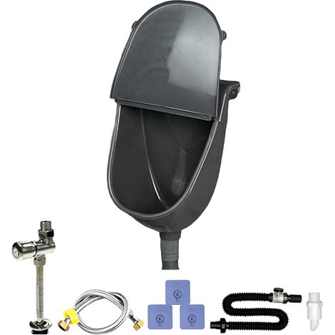 Urinario mural con tapa - Kit mural para hombres - Diseño antifugas con conexión de descarga - Separador de orina higiénico de polipropileno - Solución compacta - Para garaje (1/5)