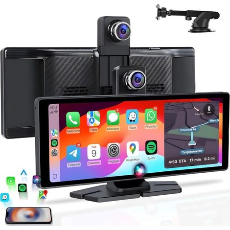 CarPlay Voiture sans Fil 10.26"  - Autoradio Bluetooth Apple Car Play & Android Auto - Dashcam Voiture 4K GPS avec Caméra Recul - Autoradio CarPlay Écran Tactile (1/5)