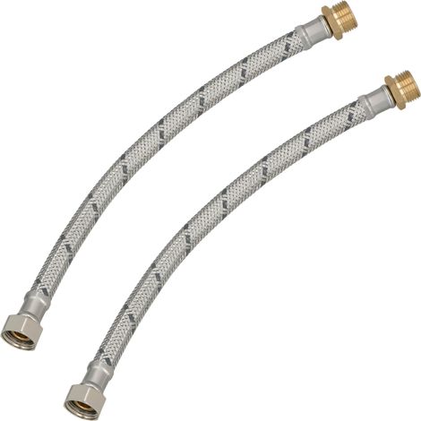 Connettore flessibile da 3/8” femmina-maschio per raccordi, 30 cm, set da 2 pezzi (1/5)