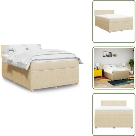 vidaXL Boxspringbett mit Matratze Creme 140x200 cm Stoff (1/5)