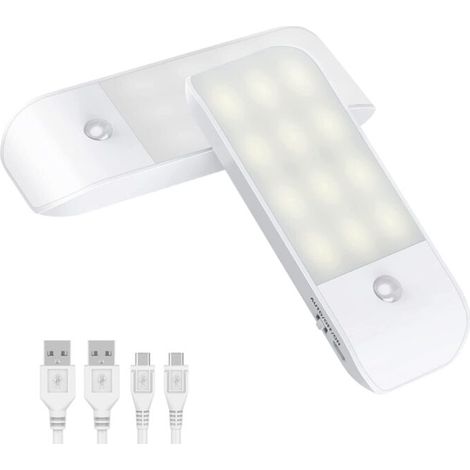 YMYNY Bewegungsmelder-Licht für den Innenbereich, 2er-Pack, per USB wiederaufladbares LED-Nachtlicht mit 3 Modi (AUTO/AN/AUS) (Weiß)- (1/5)