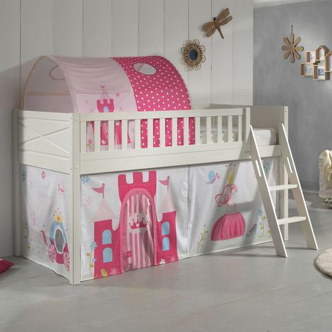 Cama de media altura 90x200 con somier y funda Princesa Vipack Scott Blanco (1/4)