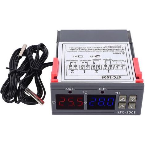 Thermostat intelligent numérique, interrupteur de contrôle de température réglable avec double NTC (12V) (1/5)