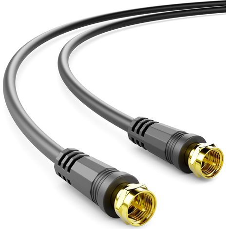 6m Câble Antenne TV SAT Coaxial HDTV Blindage 4-fach DVB-S DVB-S2 Radio DAB Connecteurs Métalliques Dorés Noir (1/5)