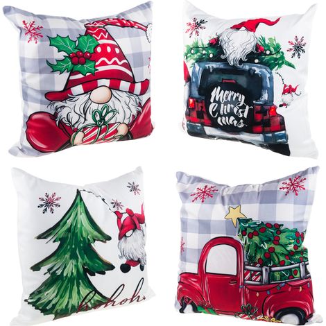 TG76505-KPL FEDERE DECORATIVE NATALIZIE CON CERNIERA 45X45CM SET DI 4