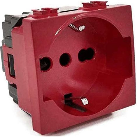 Presa schuko rossa 16A compatibile con vimar plana prese spina 2P gruppo di continuità ups cassetta 503 (1/3)