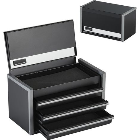 Mophorn Cassetta degli attrezzi in metallo-8,6 pollici portatile con 3 cassetti,acciaio resistente,rivestimenti in EVA,piedini in PP,apertura con cuscinetti a sfera,finitura verniciata a polvere,nero