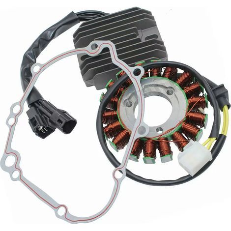 Reparatursatz für das Ladesystem der Suzuki GSXR600/750/1000 (Modelle bis 2005) (3-teilig): Statorspule + Dichtung + Gleichrichter. Reparatursatz für die Motorrad-Magnetzünderzündung. (1/4)