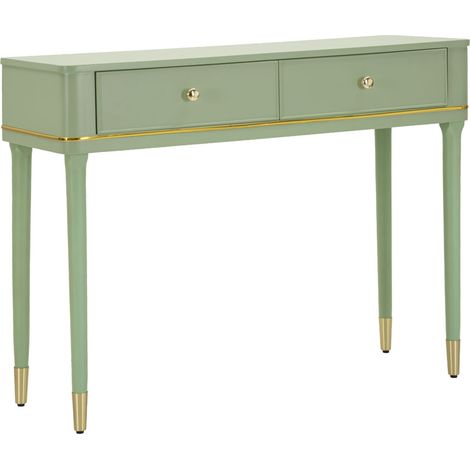 Console Camille Verde 101 cm - Legno di Pino e Finiture Oro, Stile Shabby Chic, Mobiletto Elegante per zone Living - 142912000V