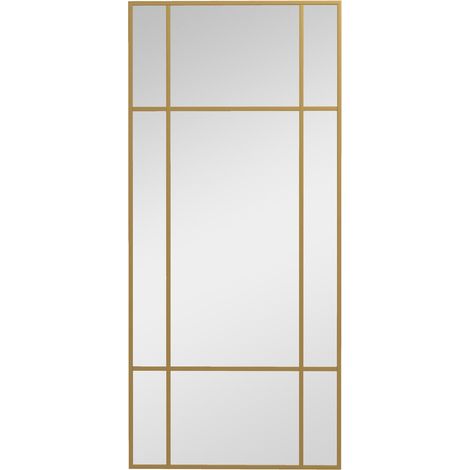 Pour salon et entrée sublimez votre intérieur grand miroir mural cadre métal bandes dorées 110x50 cm (1/5)