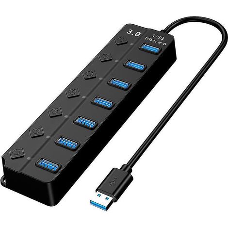 USB 3.0-Mehrfachhub, 7-Port-USB-Steckdosenleiste, 7-Port-Switch-Splitter