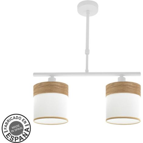 Lampara Cloe 2xe14 Blanca/blanca-madera Clara Regx43x14 cm