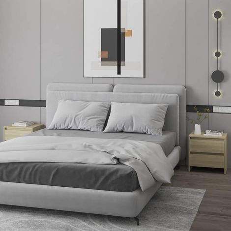 FIMEI Tables de chevet 2 pcs Chêne sonoma 45x34,5x44,5 cm Aggloméré (1/5)