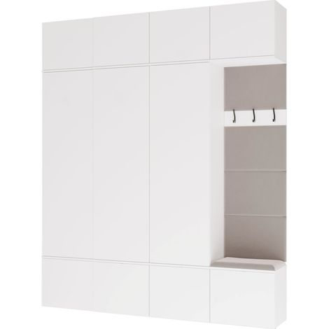 HAGA IV 3Sz1W - 3x Armario + 1x Barra De Armario - estantes - 200x35x238 cm - BLANCO (1/5)