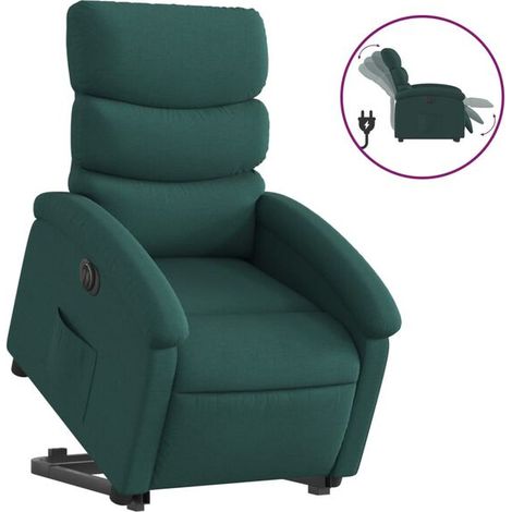 Fauteuil inclinable électrique en tissu vert foncé (1/5)
