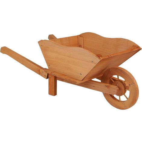 Porte plantes brouette bois naturel (1/4)