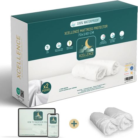 Lot de 2 Protege Matelas Bebe 70x140 cm Alese Impermeable 100% Bambou Naturellement Anti Acarien Certifié Oeko-Tex (1/5)