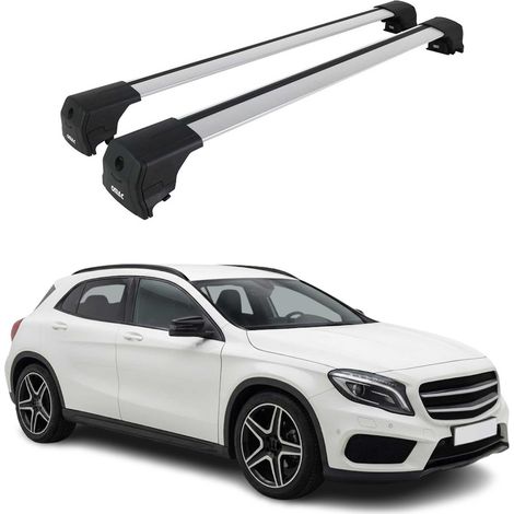 OMAC Aluminium Dachträger Querträger für Mercedes GLA X156 2014-2020 – City Crash – ISO/PAS 11154:2006 – Abschließbar – Max. 75 kg – 2 Stangen Silber (1/5)