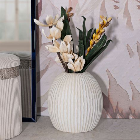 Vase Galo, Texture Irrégulière, Diamètre 12,5 cm, Dégradé Couleur Crème, Blanc Crème (1/5)