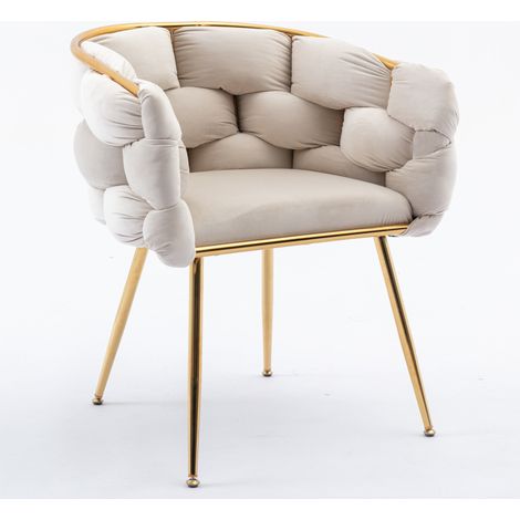 Fauteuil d'appoint moderne en velours avec structure métallique dorée pour salon, chambre ou salle à manger (1/5)