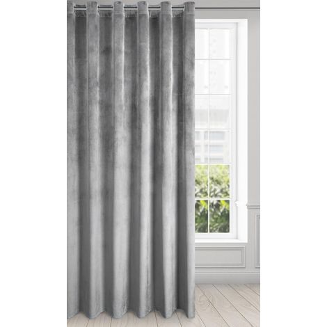 Rideau en Velours avec Oeillets - 1 Panneau, Traitement de Fenêtre Occultant, Rideaux pour Chambre, Cuisine, Salon, Doux, 215x270 cm, Gris Clair (1/5)