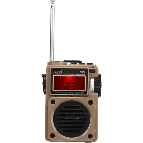 Radio de poche sans fil Bluetooth FM AM SW WB ondes courtes, compatible carte mémoire, radio numérique multifonction rechargeable (1/5)