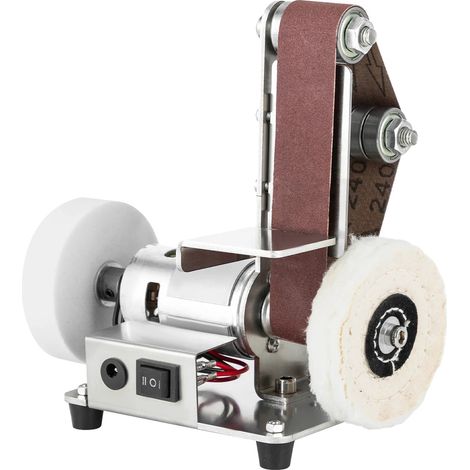 Lijadora de banda mini, velocidad ajustable, diseño duradero, color plata. (1/2)