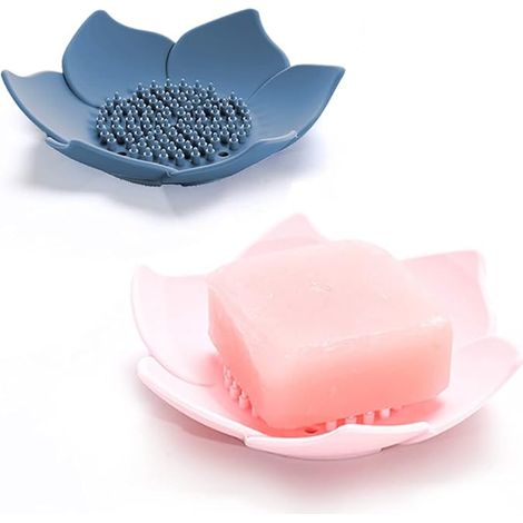 Porte-savon avec égouttoir, porte-savon pour douche, plateau-savon pour évier, protège-savon en silicone en forme de fleur pour comptoir ou baignoire. Prolonge la durée de vie du savon, séchage rapide
