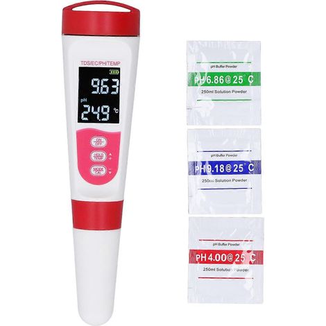 Digitaler Wassertester 4 in 1: Stift mit Hintergrundbeleuchtung, Hintergrundbeleuchtung und hoher Empfindlichkeit.