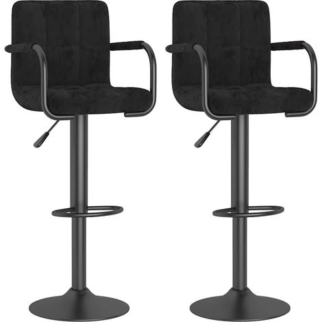 Sgabelli da Bar 2 pz Neri in Velluto vidaXL 852100 (1/5)