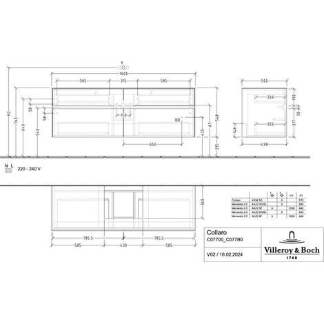 Villeroy & Boch C077B0VR WTUS Collaro C077B0 1600x548x500mm m.