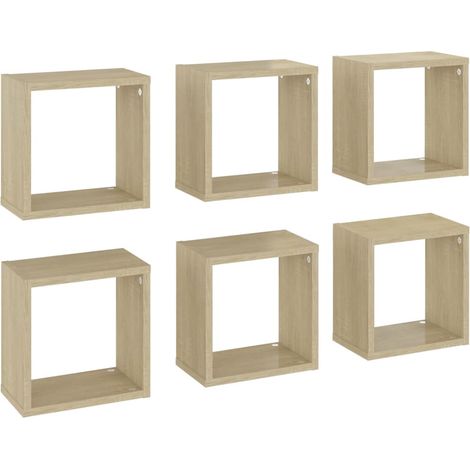 Wall Cube Shelves 6 pcs Sonoma Oak 26x15x26 cm vidaXL