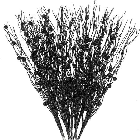 Branche de Noël artificielle 43 cm, fil de fer en mousse, paillettes décoratives DIY pour fêtes (1/5)