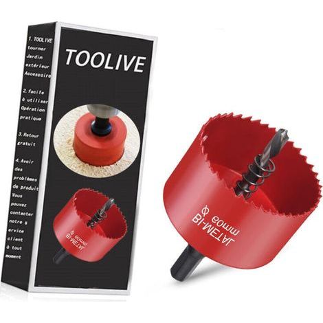Bi-metal Hole Saw, 60mm Diameter Wood Hole Saw, Core Drill with Hex Adapter and Centering Drill Bit, for Drilling Plastic, PVC, Wood, Fiberboard, and Flexible Metal (1/2)