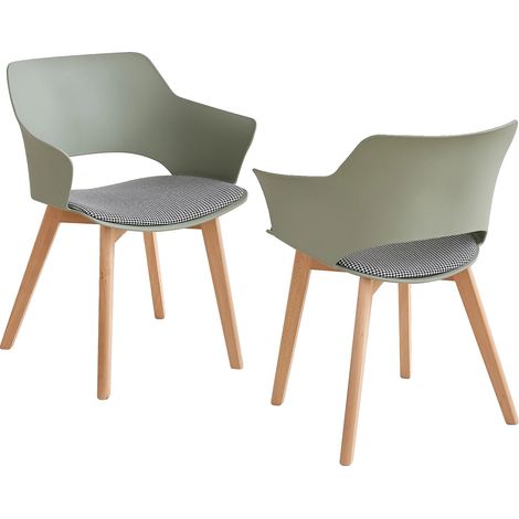 Silla de comedor, diseño minimalista moderno, cojín de tela suave, 2 unidades - Verde (1/2)