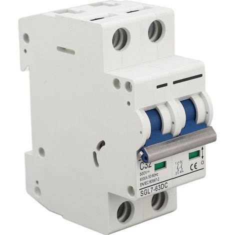 DC500V 2P Miniature DC Circuit Breaker Short Circuit Overload Protection 35mm Rail Installation PV Circuit Breaker 32A (1/5)