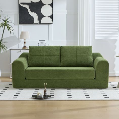 2-in-1 Falt-Schlafsofa 179 x 95 x 79 cm grün mit Armlehnen, Stoff, ohne Montage MEUBLIV (1/5)