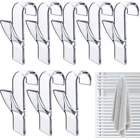 Crochet pour Radiateur - Transparent - 8 Pcs - Haute Qualité - Pour Salle de Bain - Accessoires Contemporains (1/4)