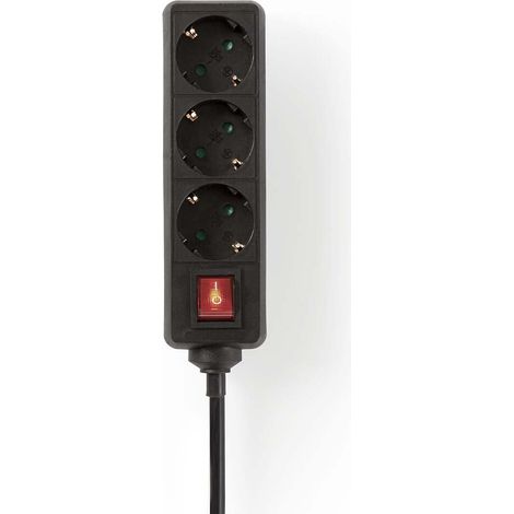 Nedis Steckdosenleiste / Schutzkontakt / Typ F (CEE 7/7) / 3-Wege / 1.50 m / 3680 W / 16 A / Ein-/Ausschalter / Schwarz